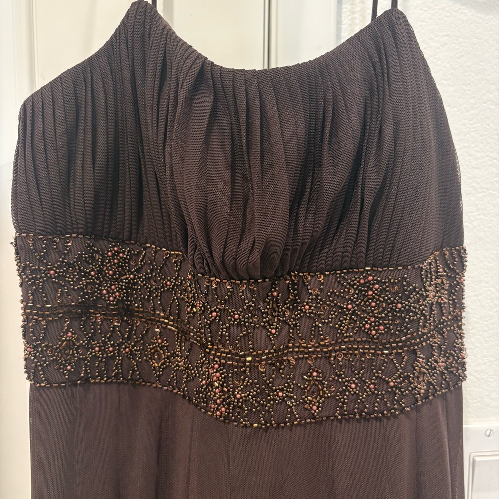 Xscape Petite women’s formal Long dress Brown Maxi Dress Size 8 P - Picture 3 of 9